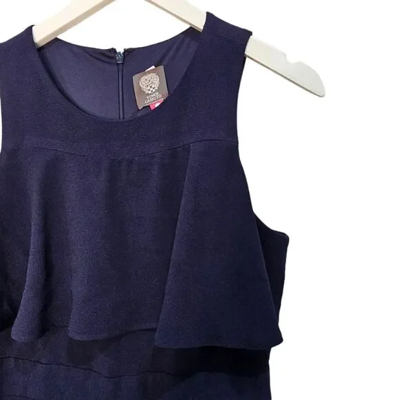 Vince Camuto Wide Leg Ruffled Jumpsuit Navy Size 8 Wide Leg Formal Corpcore - Picture 4 of 9